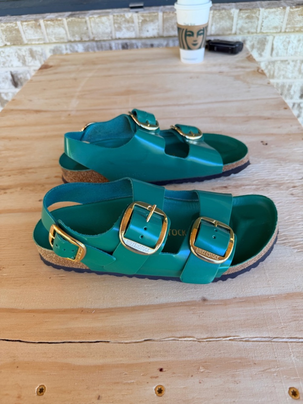 Birkenstock 40 100% Leather Green New - Picture 9 of 12